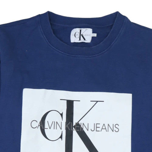 Calvin Klein Jeans Men's Blue Logo Crew Neck Sweatshirt XXL - Image 7
