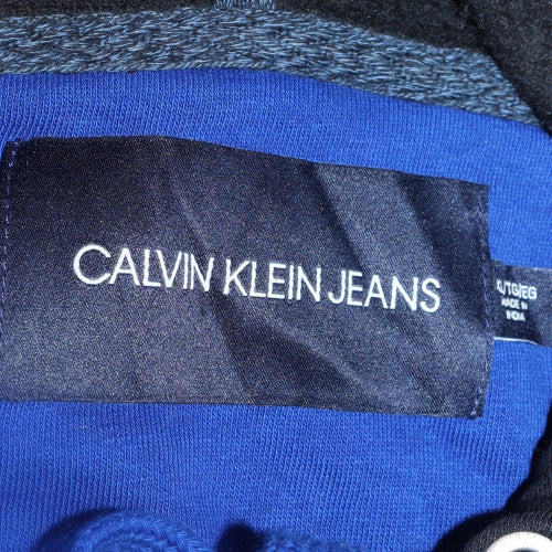 Calvin Klein Jeans Men's Blue Pullover Hoodie M Logo Design - Image 4