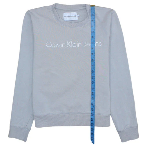 Calvin Klein Jeans Men's Grey Logo Sweatshirt L Pullover Crew Neck - Image 2