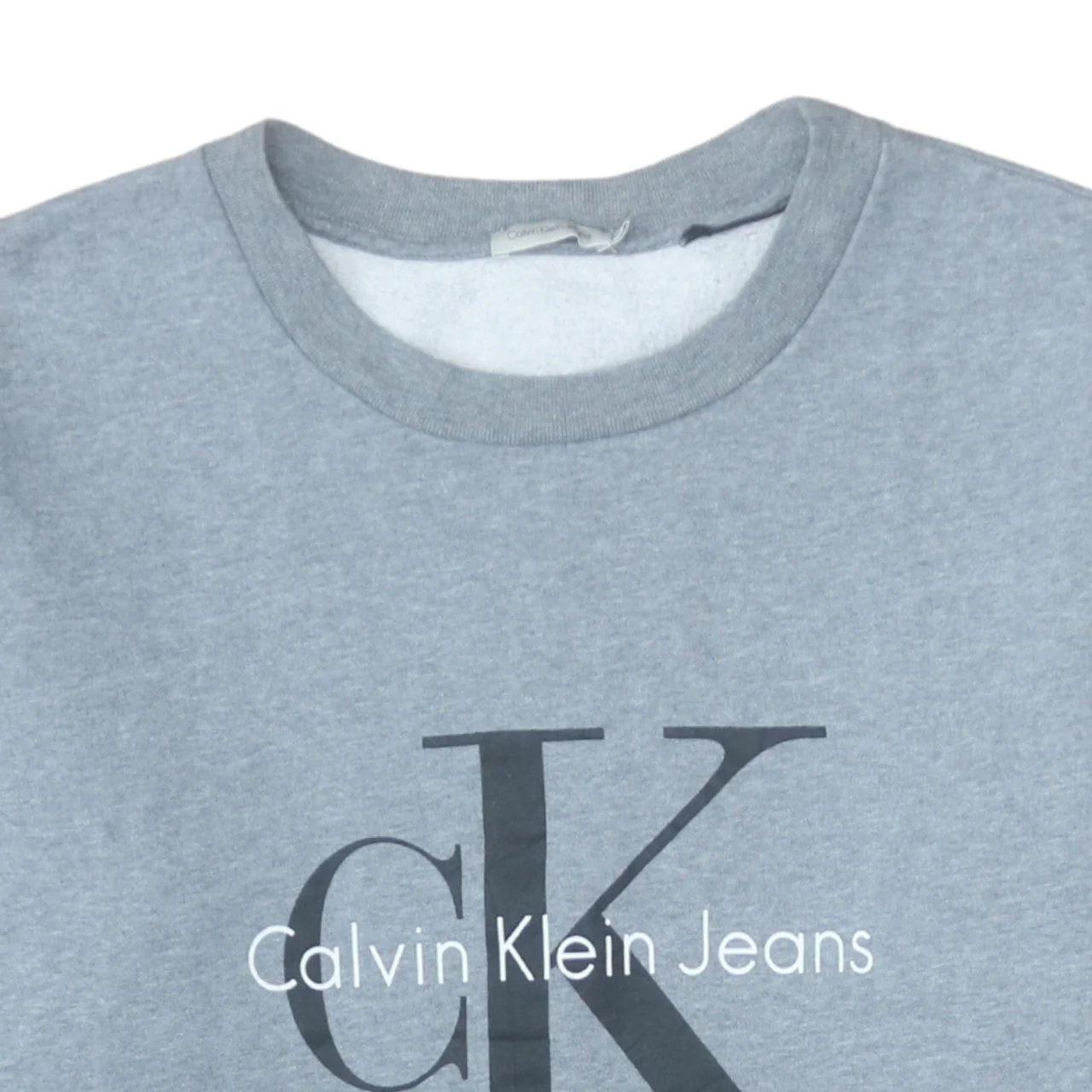 Calvin Klein Jeans Men's Grey Logo Sweatshirt M Crew Neck Pullover - Image 8