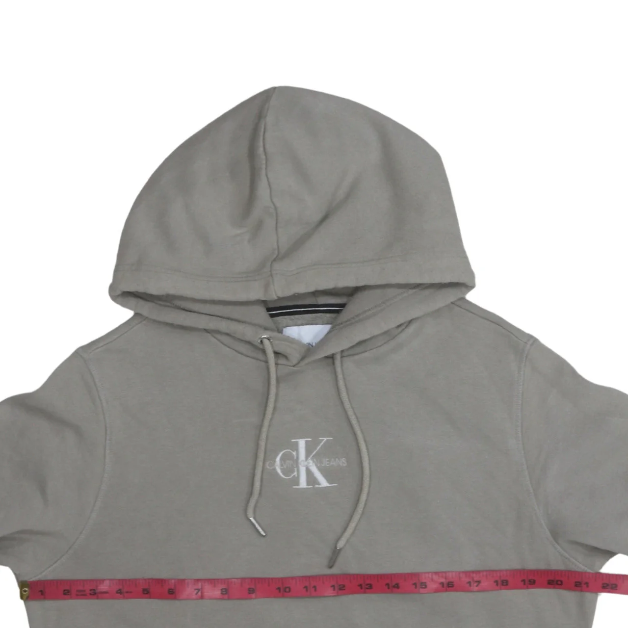 Calvin Klein Jeans Men's Grey Pullover Hoodie Size M Logo Fleece - Image 2