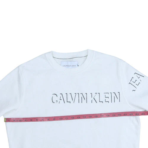 Calvin Klein Jeans Men's White Logo Pullover Sweatshirt Size S - Image 2