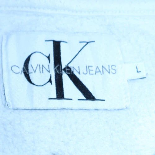 Calvin Klein Jeans Men's White Pullover Hoodie Size L Logo Trim - Image 5