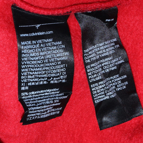 Calvin Klein Jeans Women Red Cotton Sweatshirt M Logo Crew Neck Pullover - Image 6