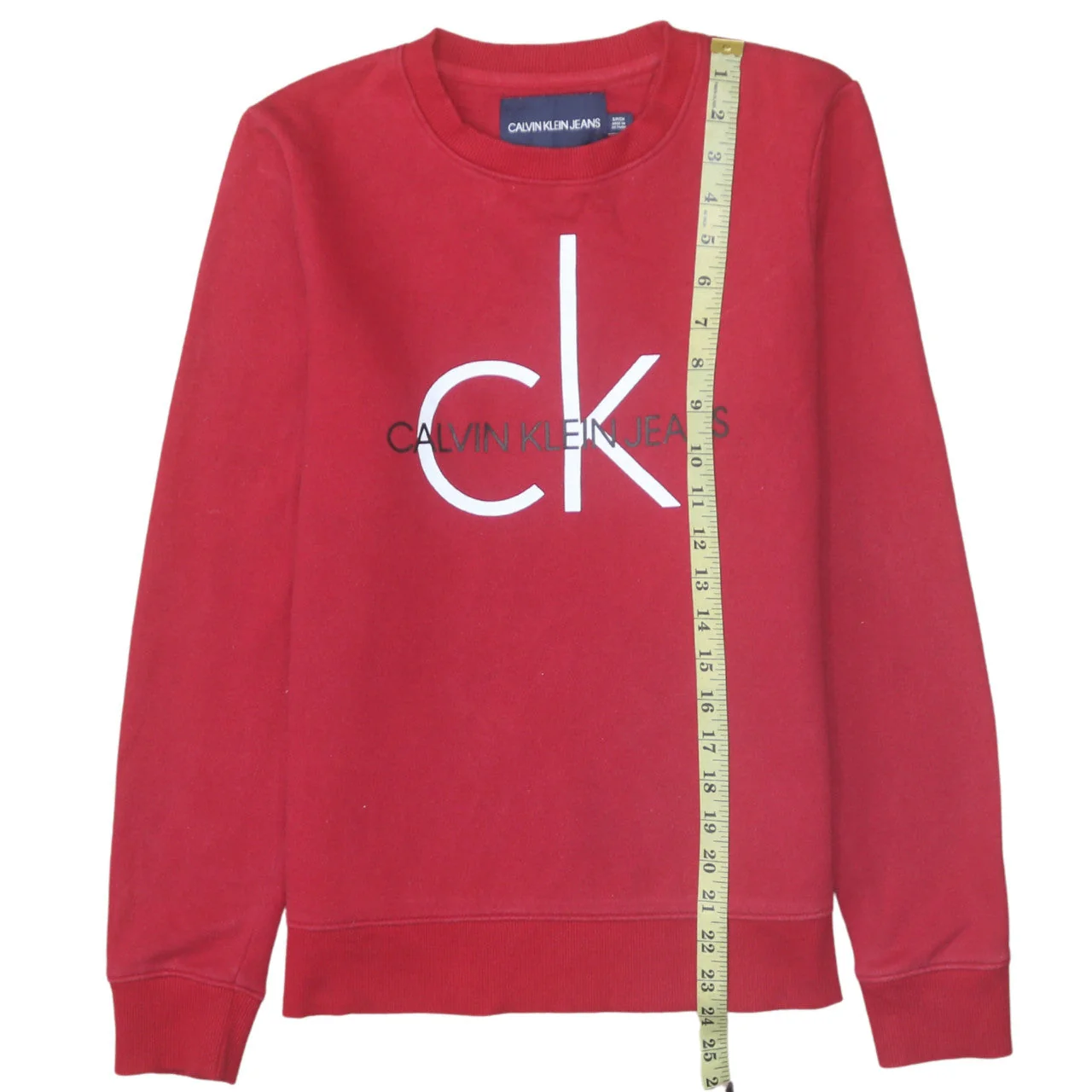 Calvin Klein Jeans Women's Red Cotton Logo Pullover Sweatshirt Size S - Image 2