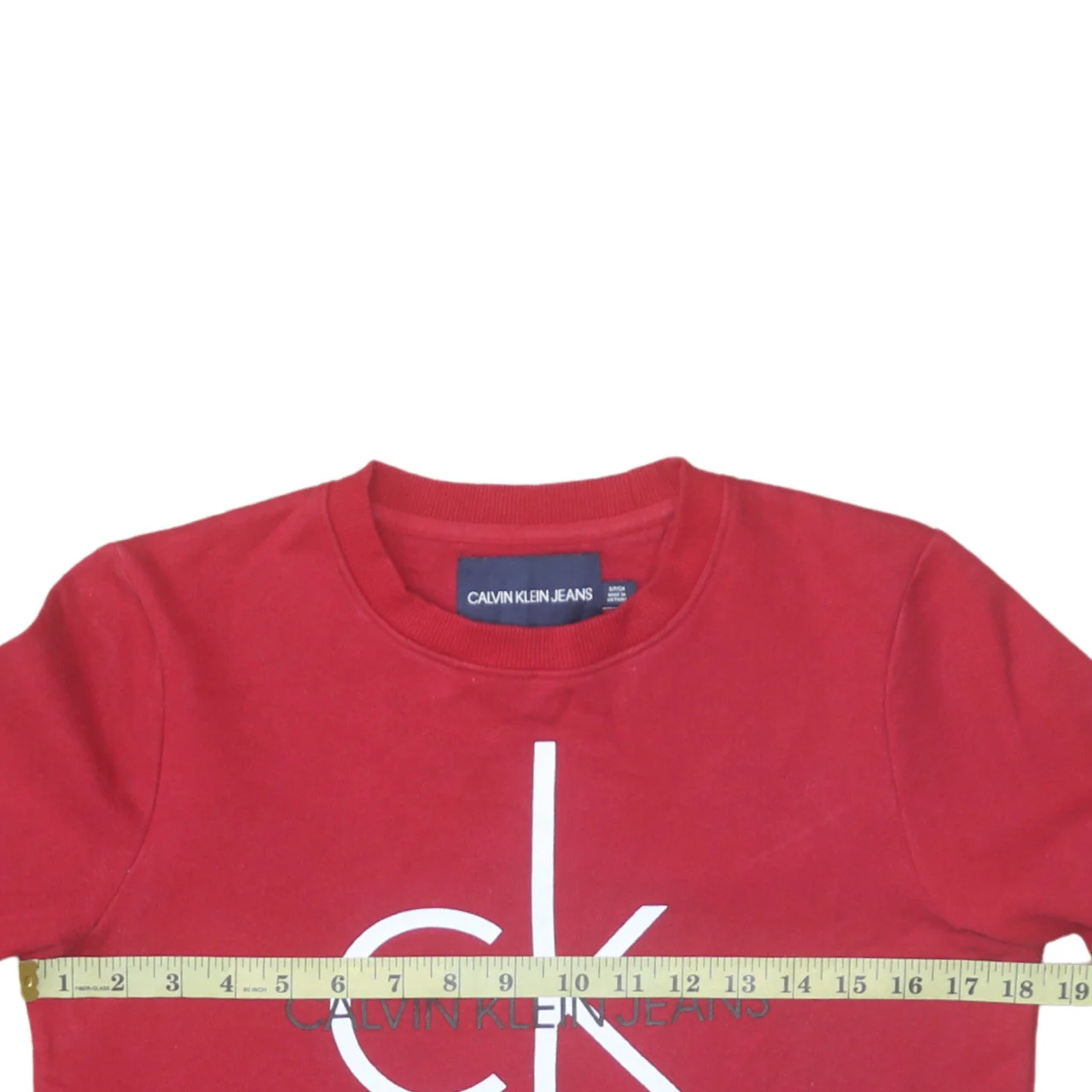 Calvin Klein Jeans Women's Red Cotton Logo Pullover Sweatshirt Size S - Image 3