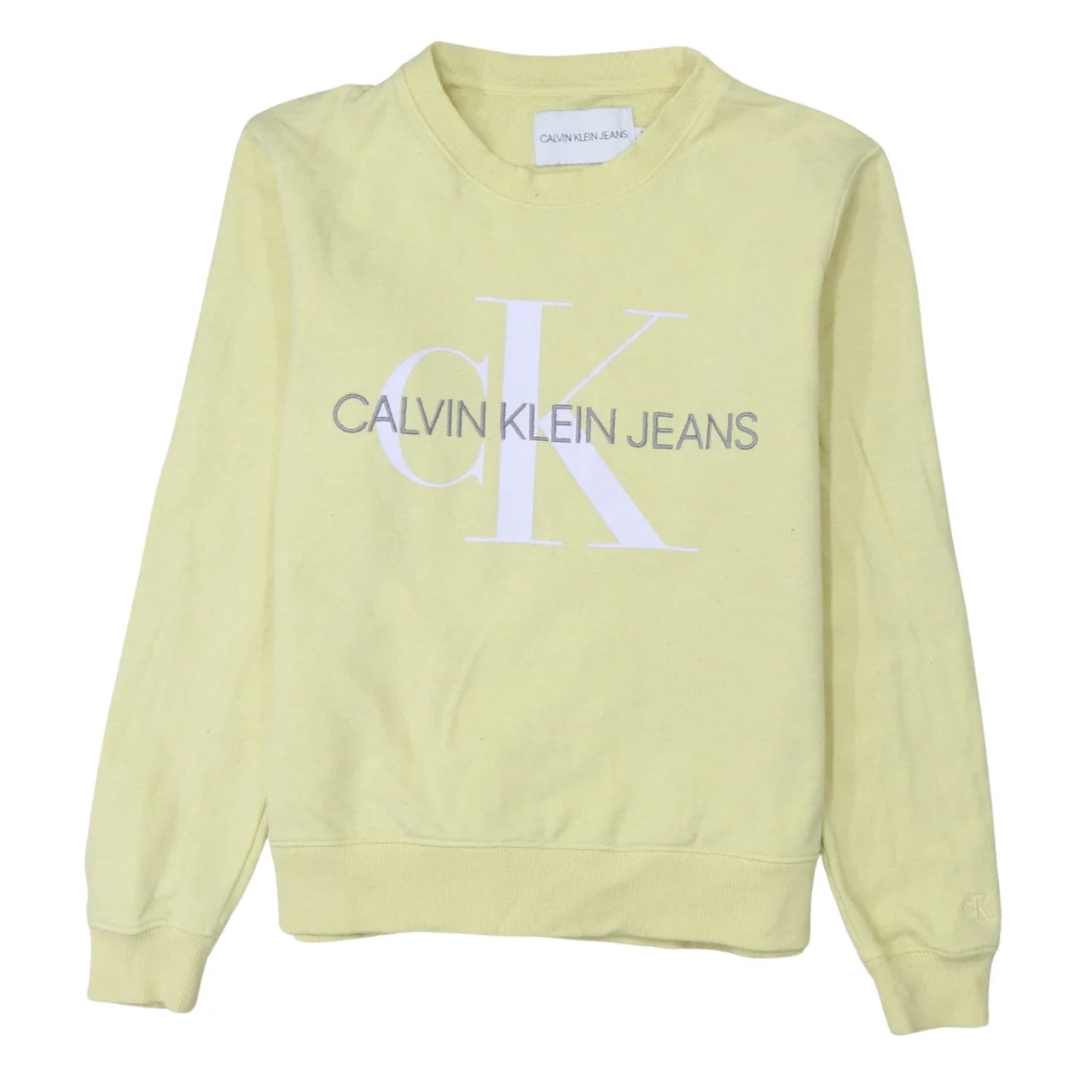 Calvin Klein Jeans Womens Yellow Cotton Pullover Sweatshirt S