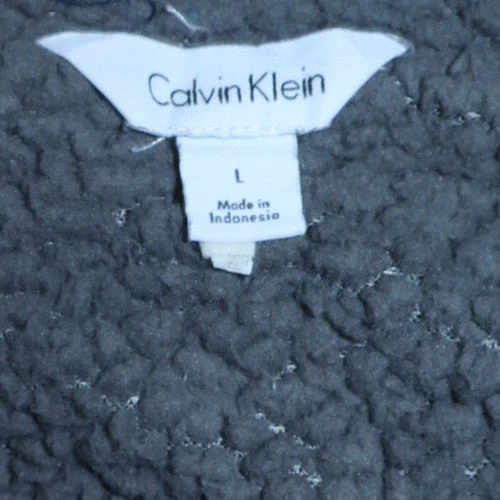 Calvin Klein Men Blue Full Zip Fleece Sweatshirt L Regular Fit - Image 5