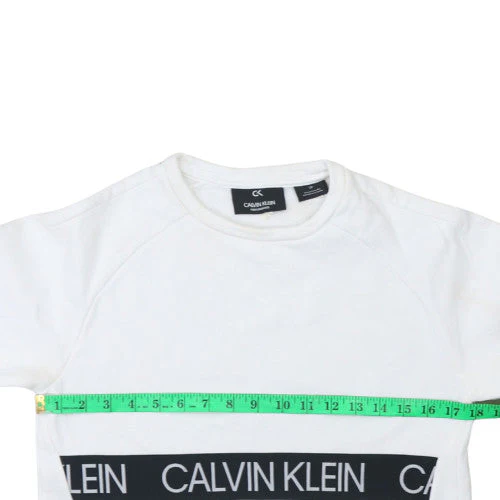 Calvin Klein Men’s White Logo Crew Neck Pullover Sweatshirt S - Image 3