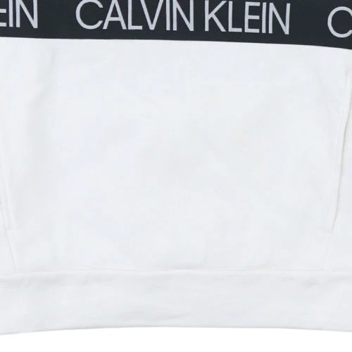 Calvin Klein Men’s White Logo Crew Neck Pullover Sweatshirt S - Image 7