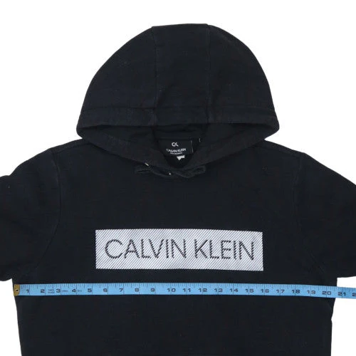 Calvin Klein Men's Black Pullover Hoodie S Fleece Logo Sweatshirt - Image 2