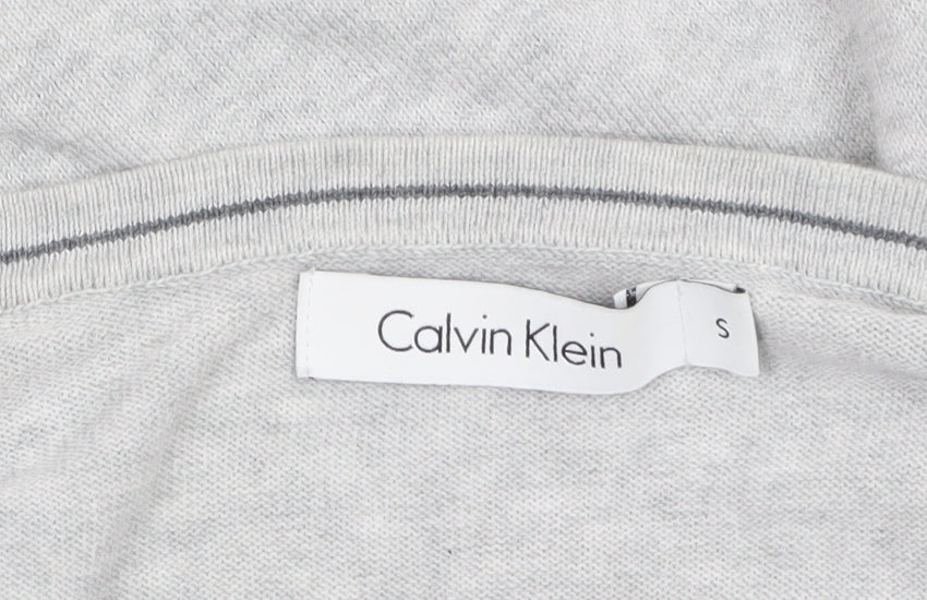 Calvin Klein Men's Grey Cotton V-Neck Jumper Size S - Image 5