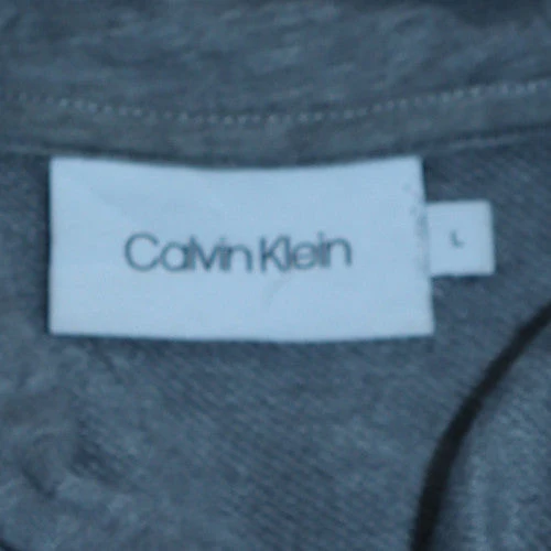 Calvin Klein Men's Grey Pullover Hoodie L Logo Cotton Blend - Image 6