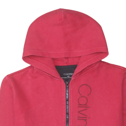 Calvin Klein Men's Red Full Zip Hoodie M Logo Fleece Sweatshirt - Image 8