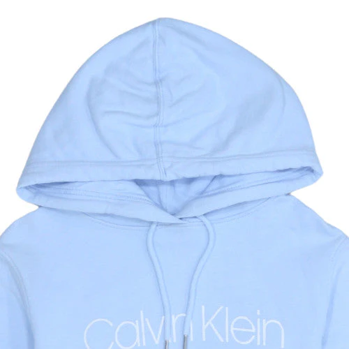 Calvin Klein Women Blue Pullover Hoodie Medium Logo Cotton - Image 8