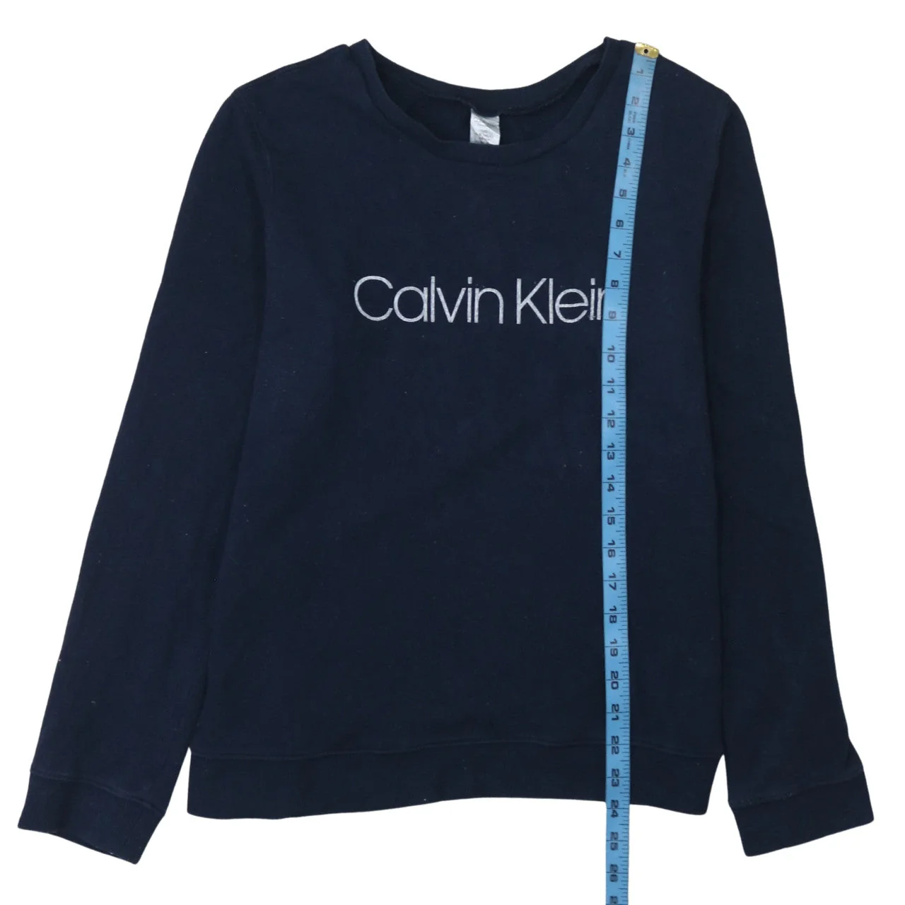 Calvin Klein Women Navy Blue Pullover Sweatshirt Size L Cotton Crew Neck - Image 2