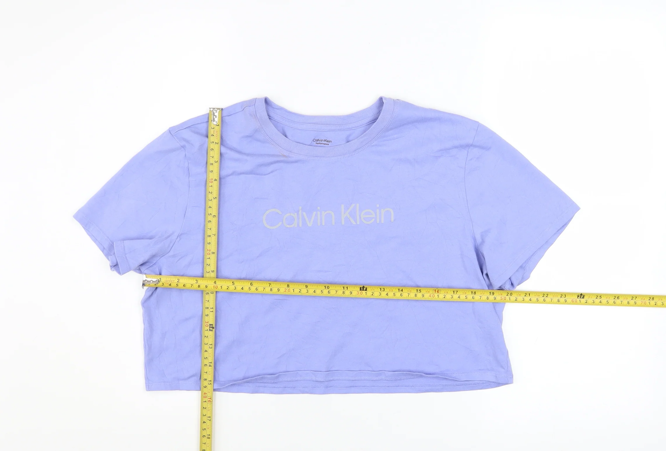 Calvin Klein Women Purple Cropped T-Shirt XL Relaxed Fit - Image 2