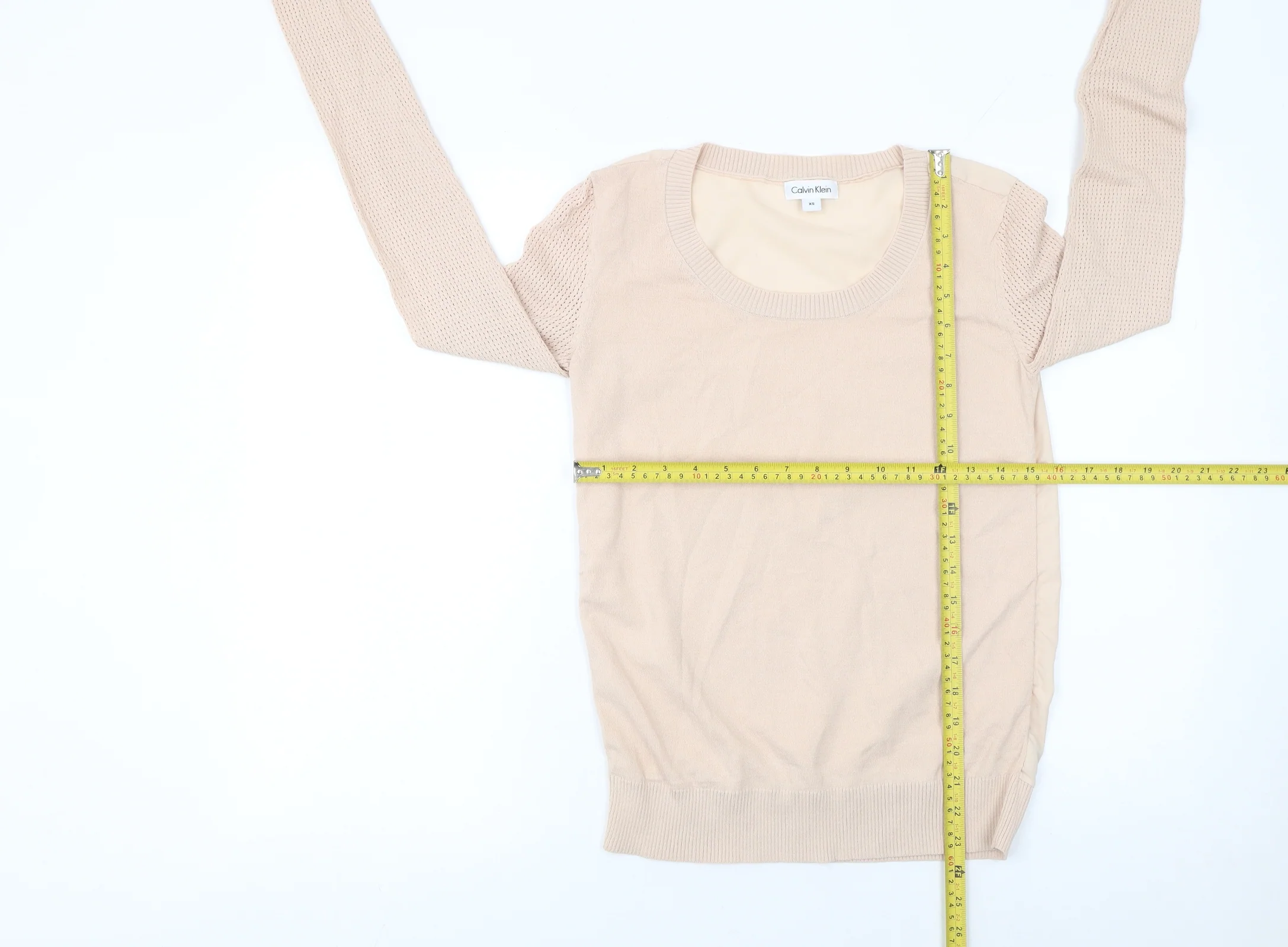 Calvin Klein Womens Beige XS Knit Pullover Jumper Viscose Blend - Image 2
