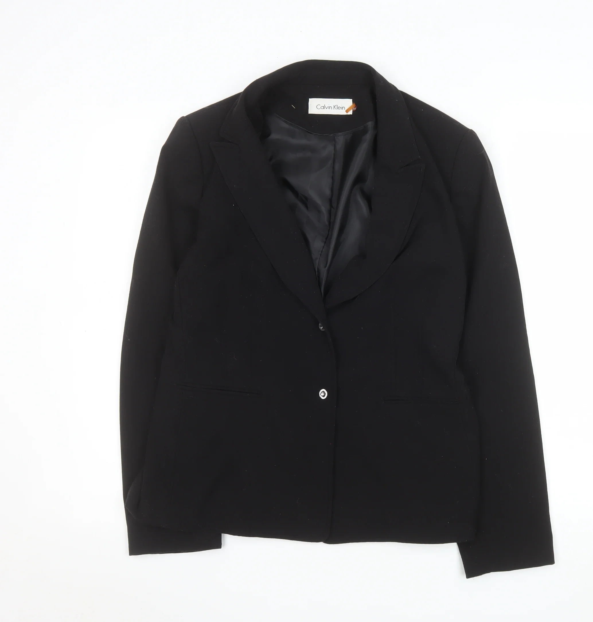 Calvin Klein Womens Black Size 10 Single-Breasted Blazer Jacket
