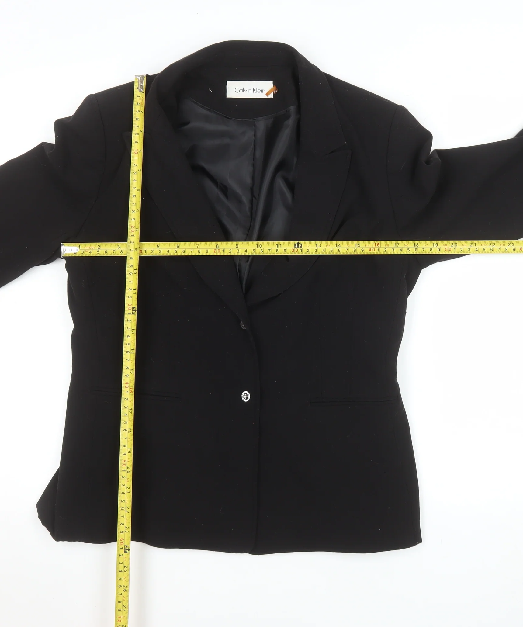 Calvin Klein Womens Black Size 10 Single-Breasted Blazer Jacket - Image 2