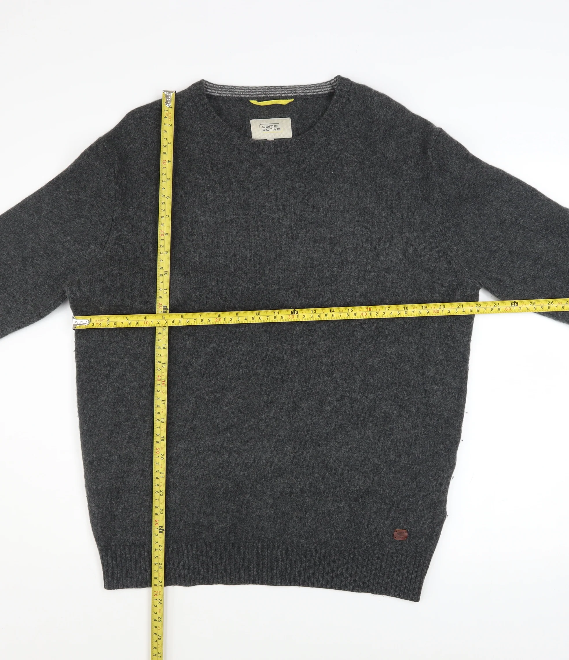 Camel Active Men’s Grey Wool Blend Crew Neck Jumper XL - Image 2