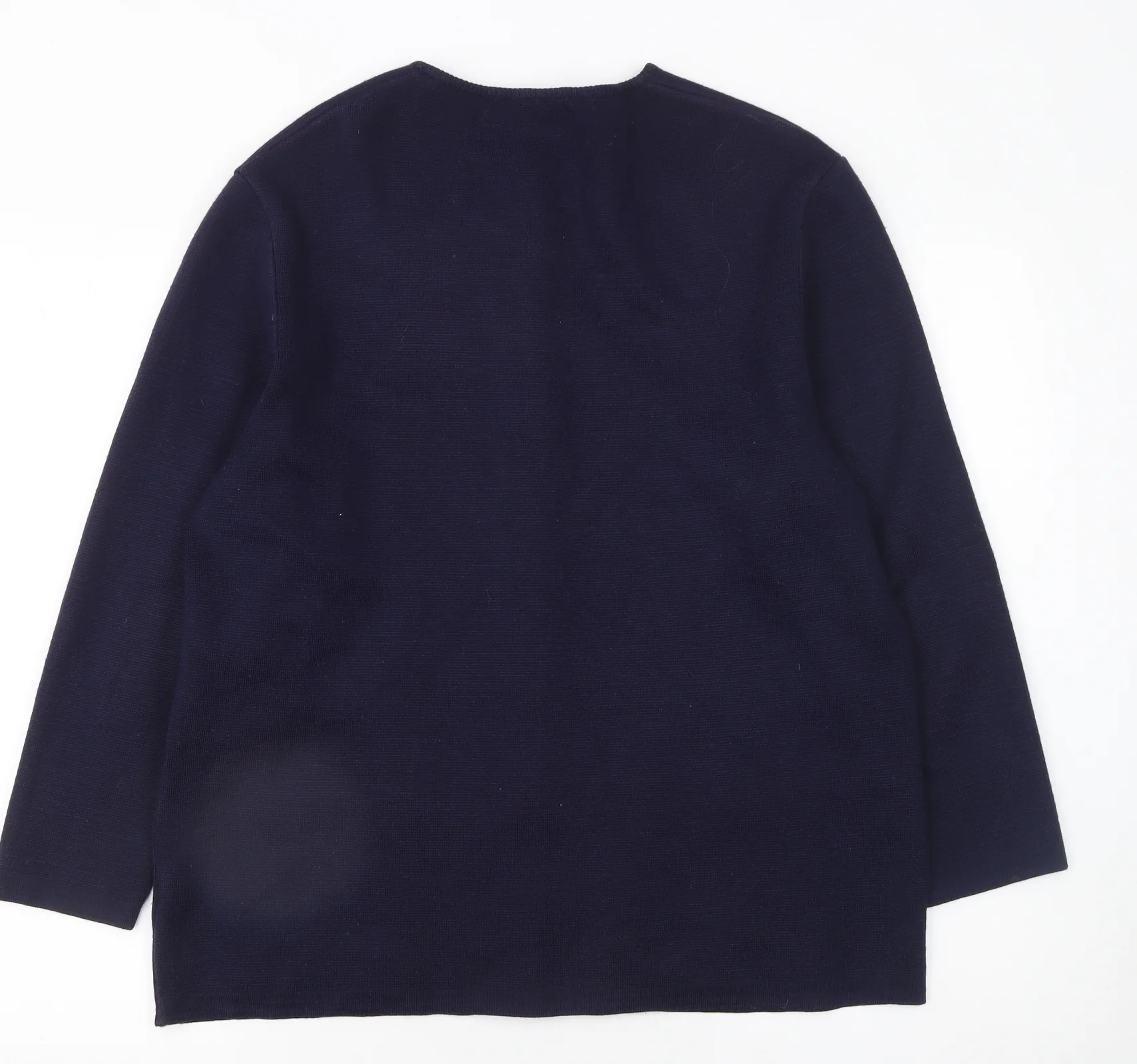 Canda Women’s Blue Cardigan L Knit Button Front Crew Neck Wool Blend - Image 3