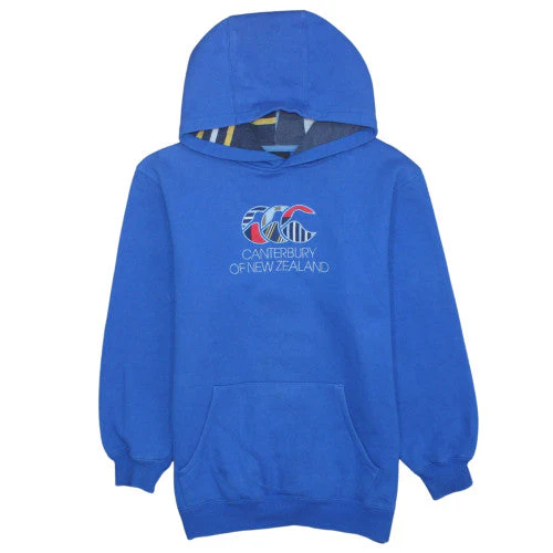Canterbury Boys Blue Pullover Hoodie Age 14 Rugby Logo Fleece Sweatshirt