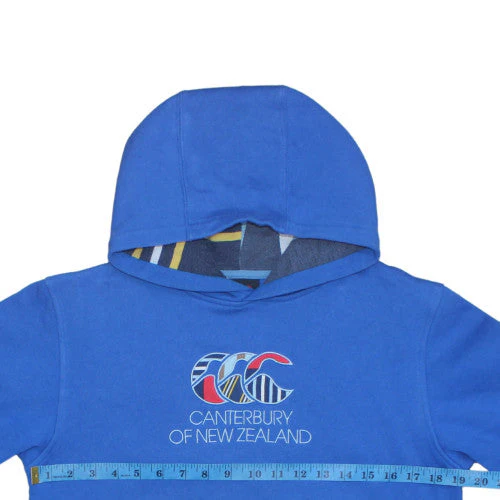 Canterbury Boys Blue Pullover Hoodie Age 14 Rugby Logo Fleece Sweatshirt - Image 2