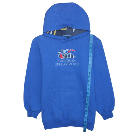 Canterbury Boys Blue Pullover Hoodie Age 14 Rugby Logo Fleece Sweatshirt - Image 3