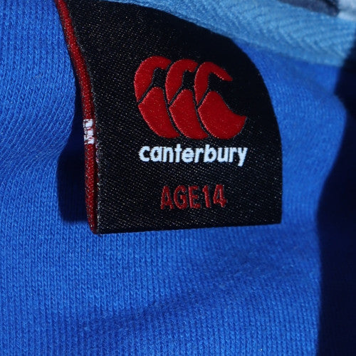 Canterbury Boys Blue Pullover Hoodie Age 14 Rugby Logo Fleece Sweatshirt - Image 5