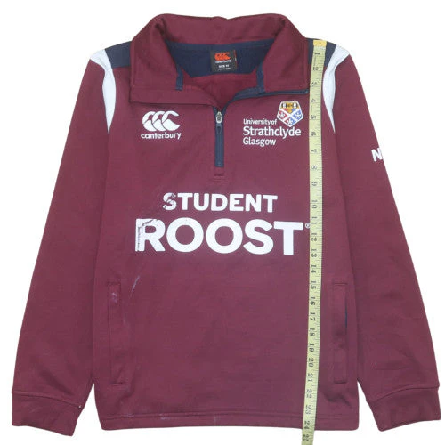 Canterbury Women's Burgundy 1/4 Zip Sweatshirt Size 14 University of Strathclyde - Image 2