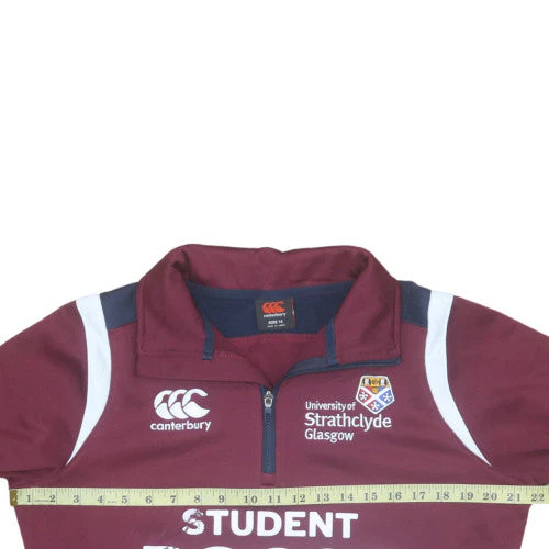 Canterbury Women's Burgundy 1/4 Zip Sweatshirt Size 14 University of Strathclyde - Image 3