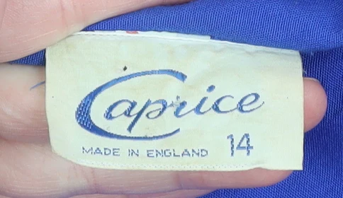 Caprice Women's Blue Silk Vintage 3/4 Sleeve Button Jacket Size 14 - Image 4