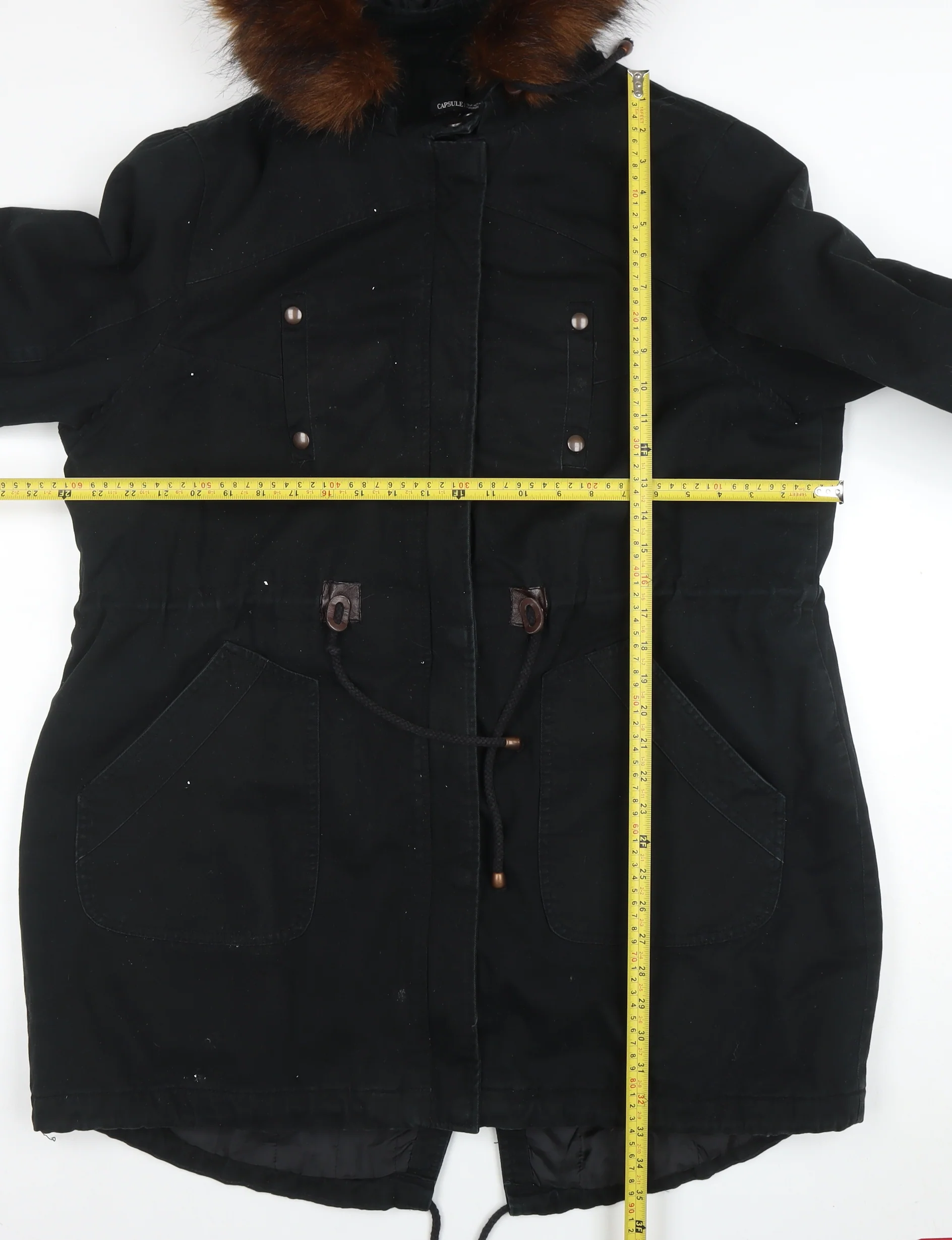 Capsule Women’s Black Faux Fur Hooded Cotton Parka Coat Size 20 - Image 2