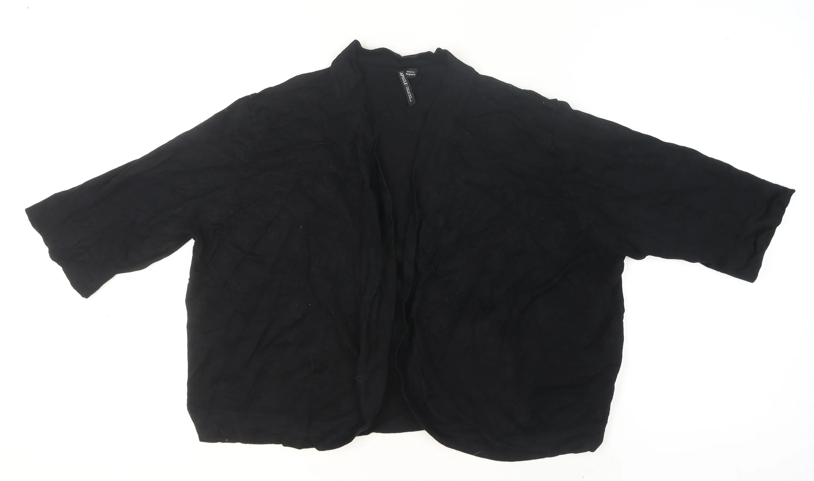 Capsule Womens Black Knit Open Front 3/4 Sleeve Cardigan Size M