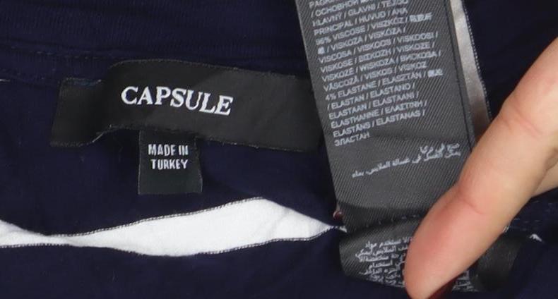 Capsule Women's Blue Striped 'Together' Embroidered T-Shirt Size 10 - Image 4