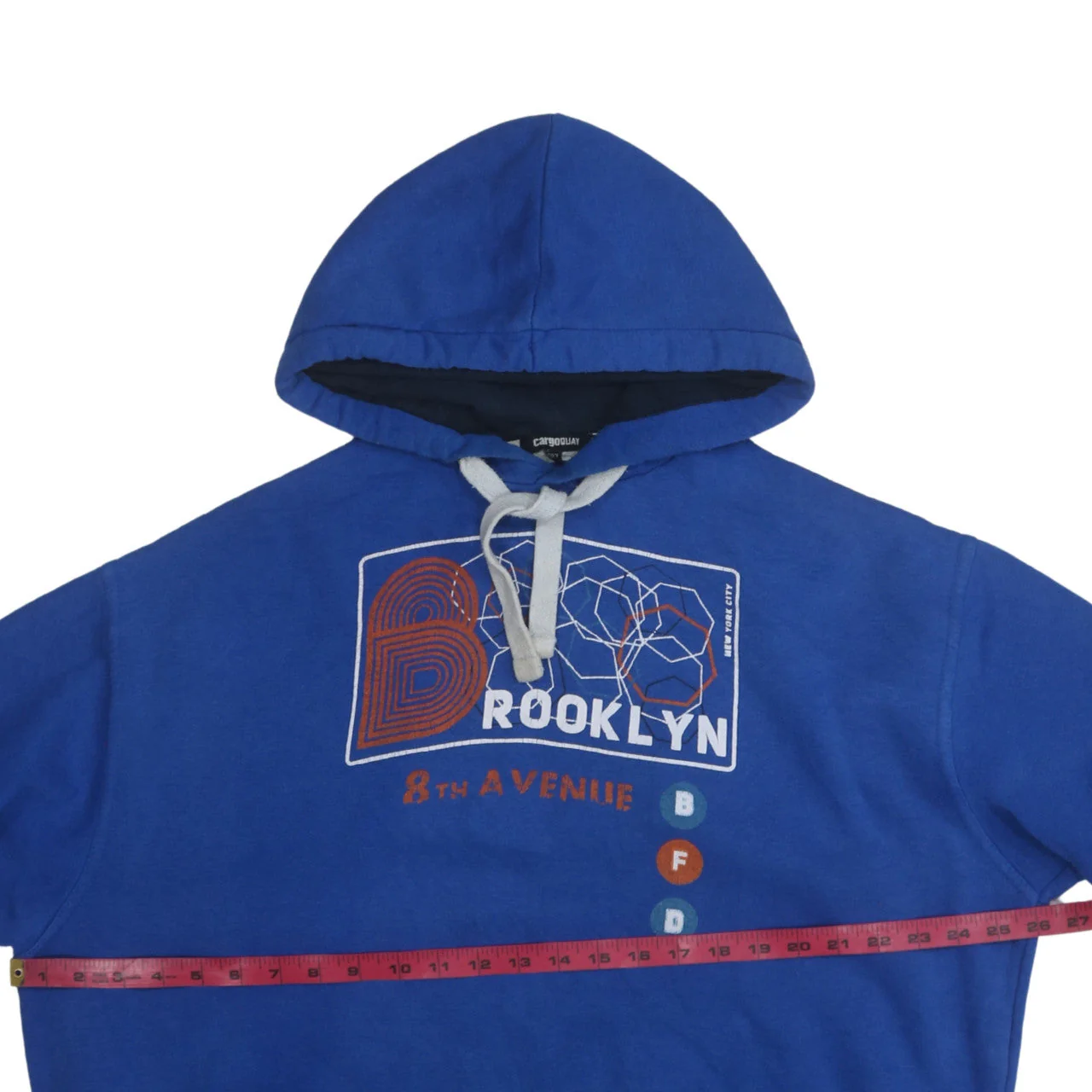 Cargo Quay Mens Blue Brooklyn Graphic Pullover Hoodie XXL - Image 2