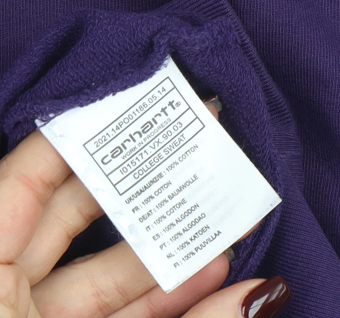 Carhartt Men's Purple Cotton Logo Pullover Sweatshirt M - Image 5