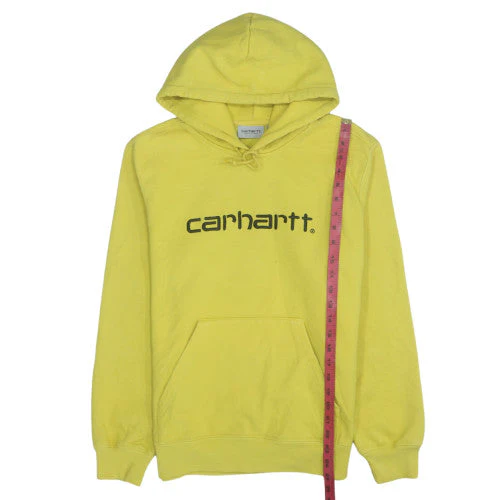 Carhartt Men's Yellow Pullover Hoodie L Fleece Logo Sweatshirt - Image 2