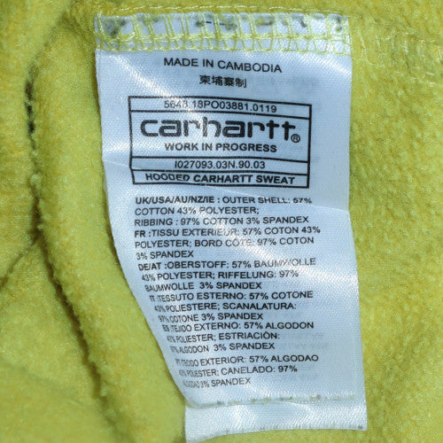 Carhartt Men's Yellow Pullover Hoodie L Fleece Logo Sweatshirt - Image 6
