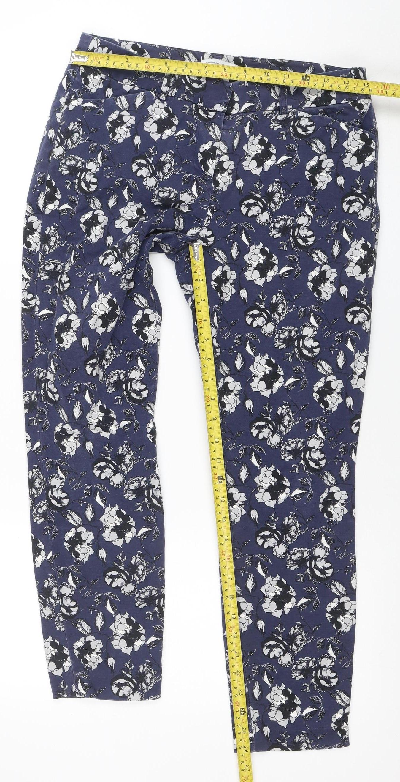 Carolina Belle Women Blue Floral Straight Trousers Size 10 - Image 2