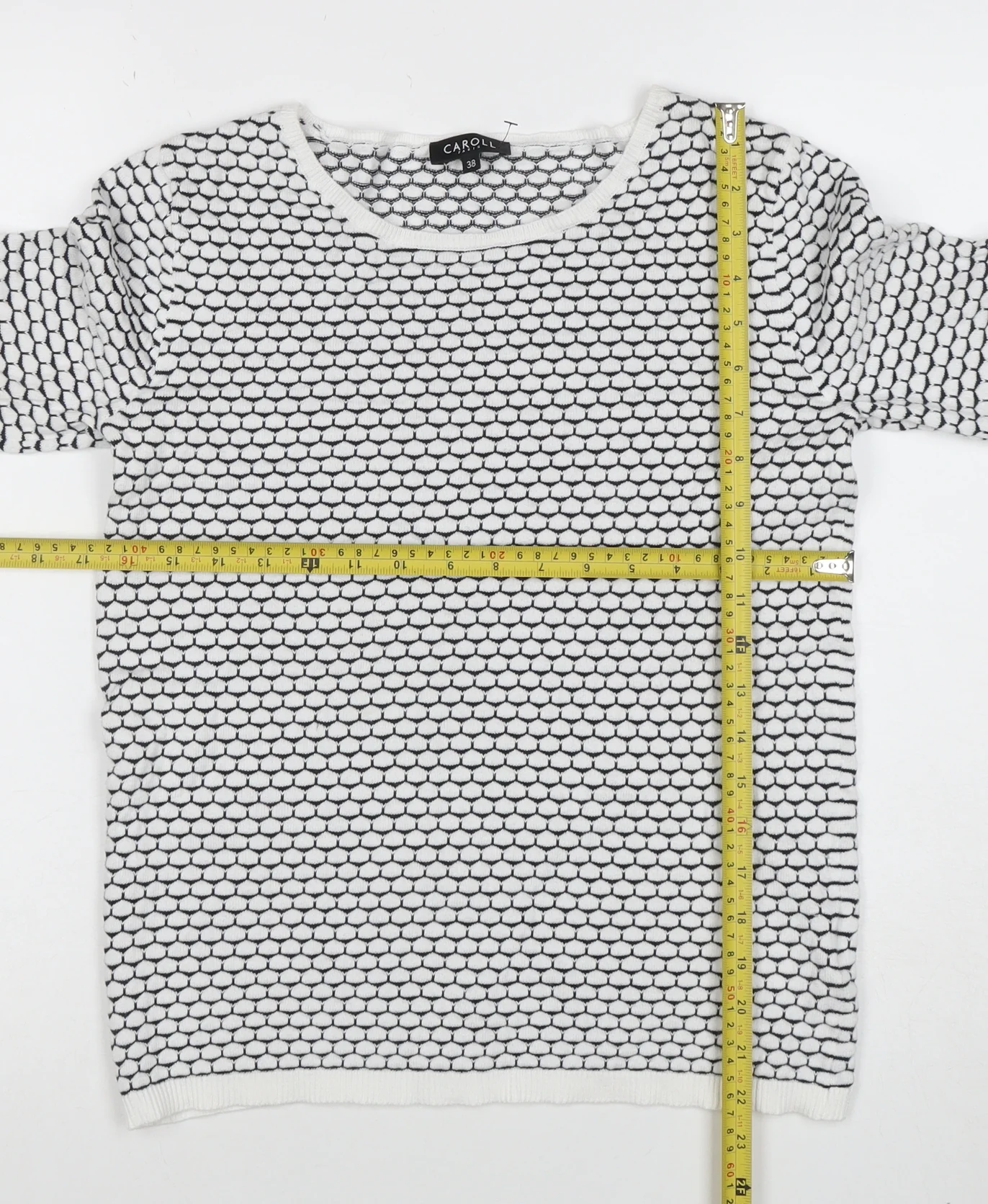 Caroll Women’s White Black Cotton Knit Pullover Jumper Size 10 - Image 2