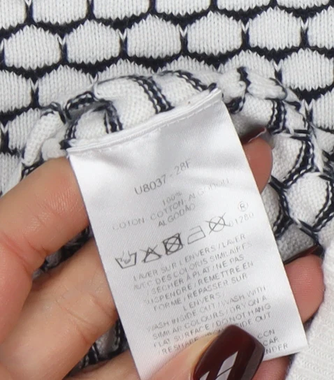Caroll Women’s White Black Cotton Knit Pullover Jumper Size 10 - Image 5