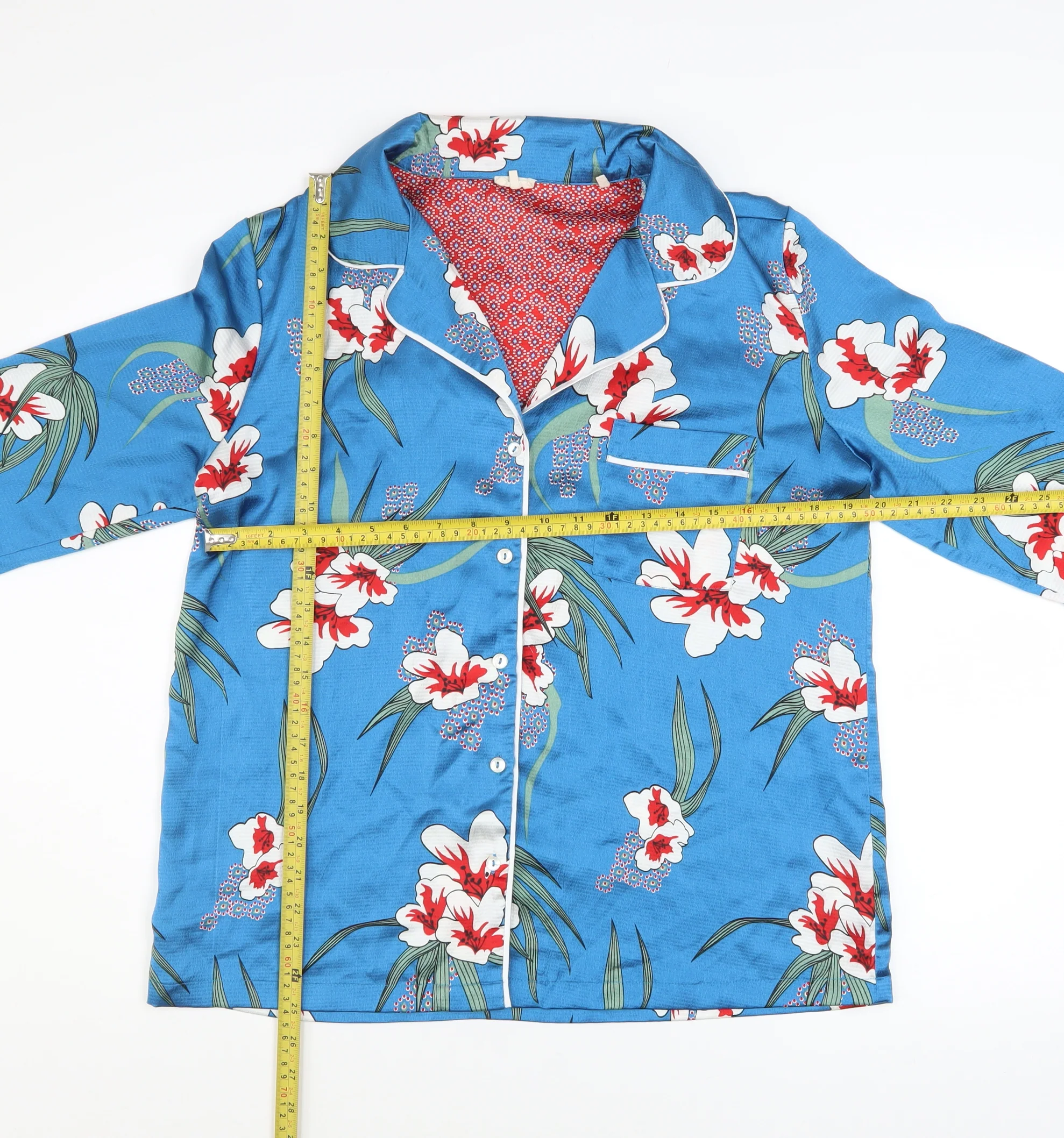 Carolyn Donnelly Eclectic Women Blue Floral Satin Pyjama Top M - Image 2