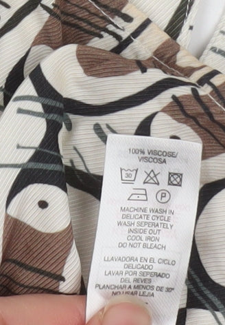 Carolyn Donnelly The Edit Women’s Brown Beige Geometric Long Sleeve Blouse Size L - Image 4