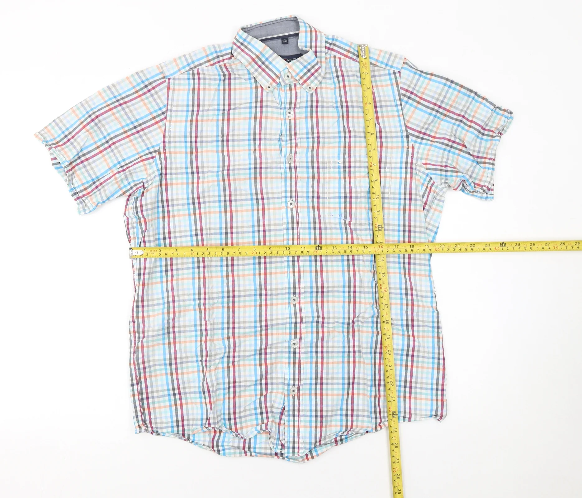 Casa Moda Men's Multicoloured Check Short Sleeve Button-Up Shirt M - Image 2
