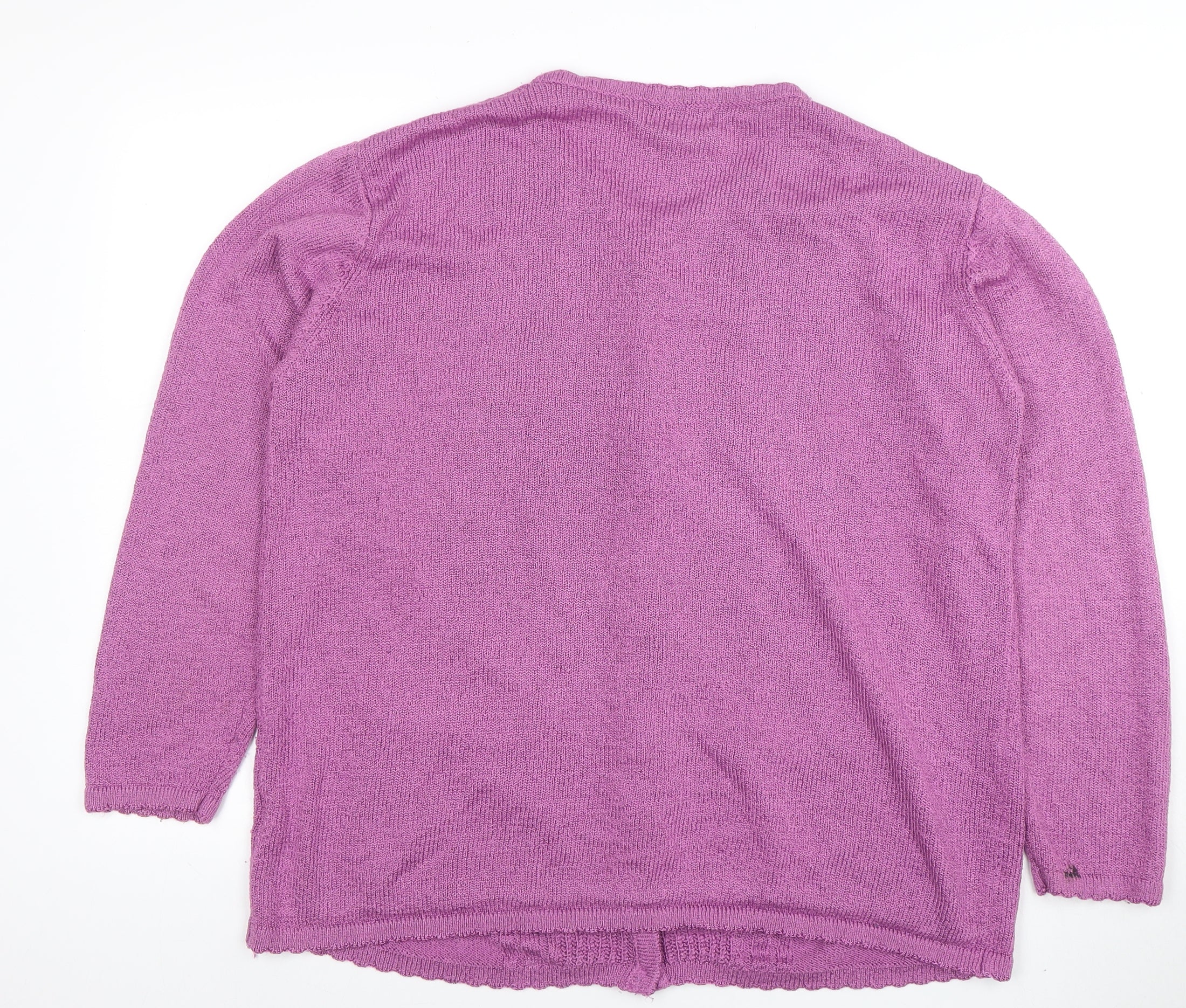 Casamia Women’s Purple Plus Size Knit Cardigan with Floral Embroidery - Image 3