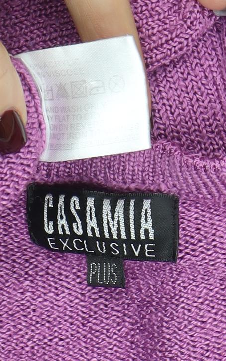 Casamia Women’s Purple Plus Size Knit Cardigan with Floral Embroidery - Image 4