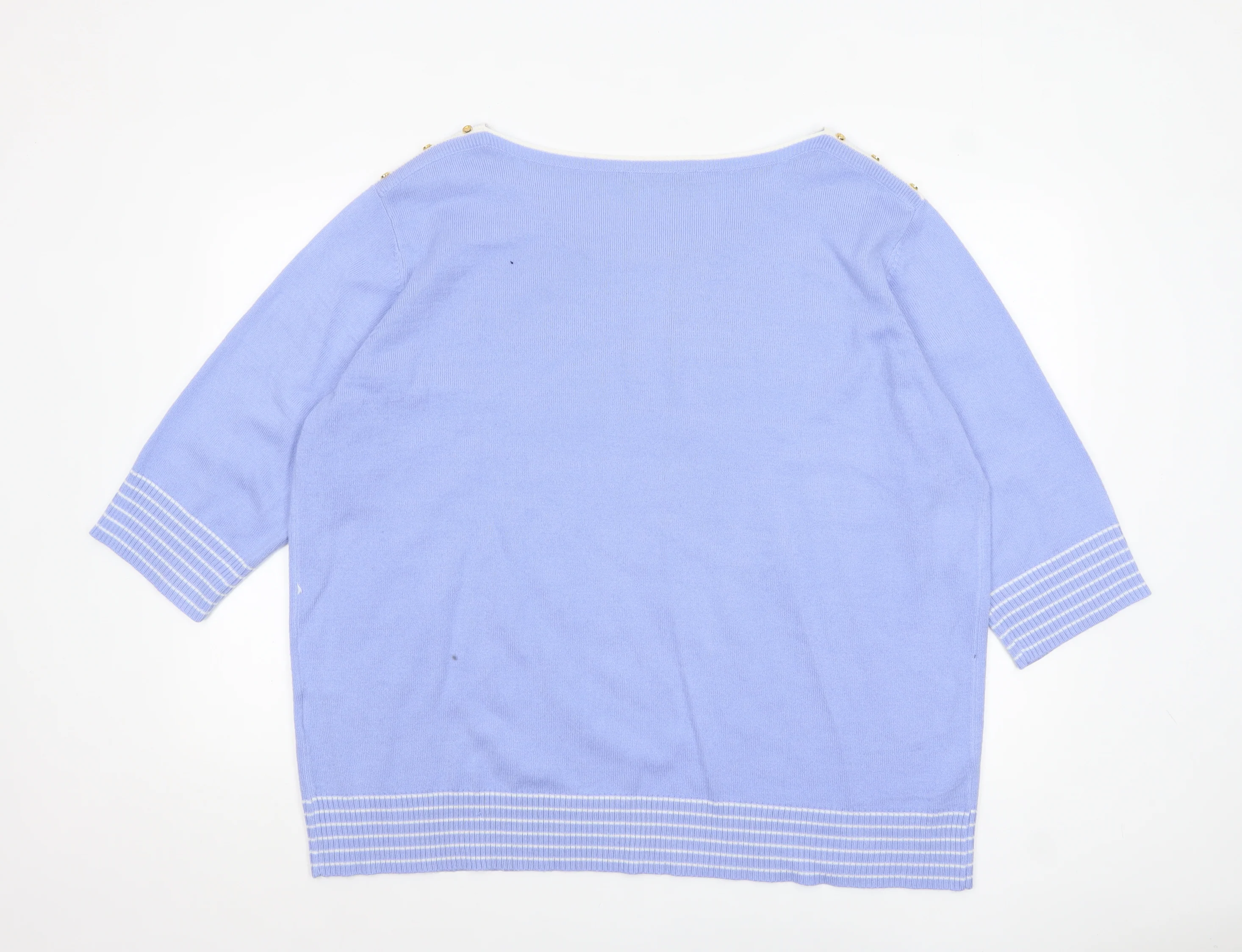 Cashmasoft Women Blue 2XL Boat Neck 3/4 Sleeve Knit Jumper - Image 3