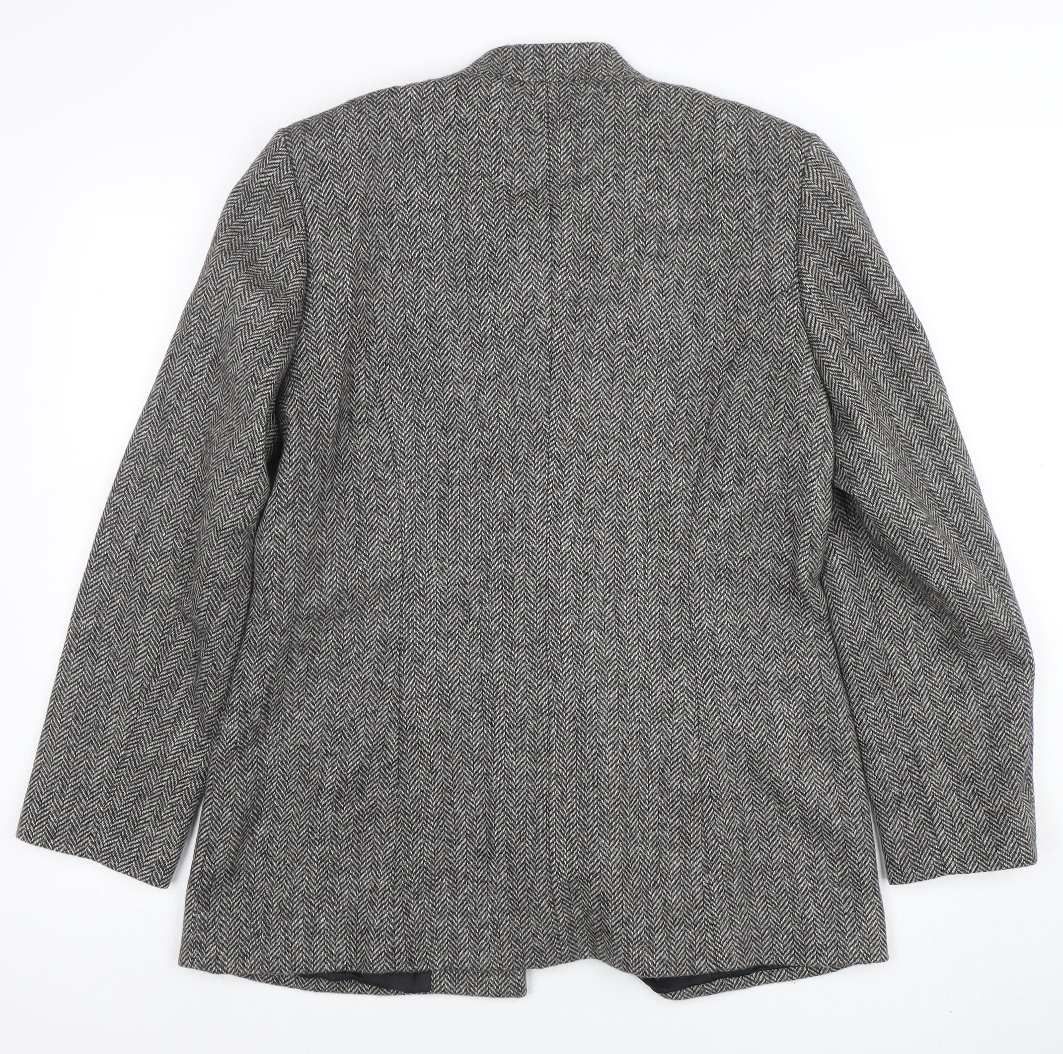 Cashmere by James Meade Women's Grey Wool Tweed Blazer Size 12 - Image 3